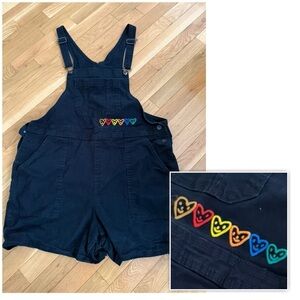 Target Black Denim Shortalls Rainbow Hearts XXL Pride Y2K inspired
